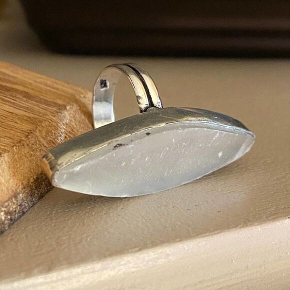 Selenite Sterling Silver Ring Size 6.5 - Picture 6 of 6